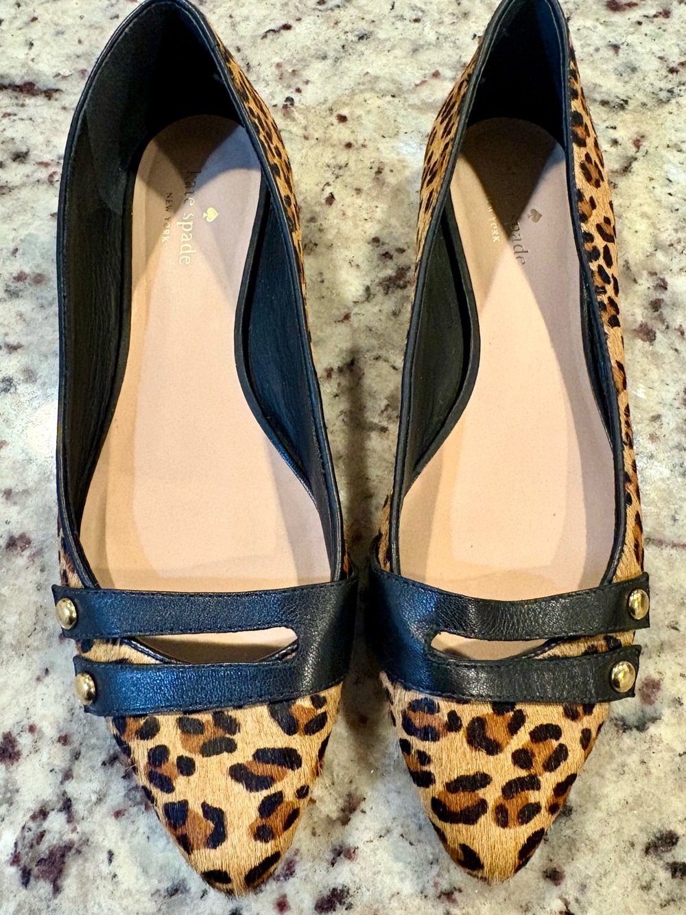 Kate Spade "Enna Too" pointed flats leopard print calf hair